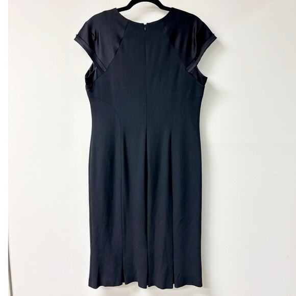Giorgio Armani Cap Sleeve Round Neck Midi Shift Dress Black Women's Size 46 / 10 - Picture 2 of 4